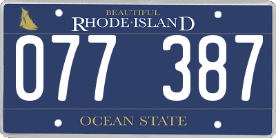 RI license plate 077387