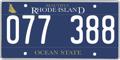 RI license plate 077388