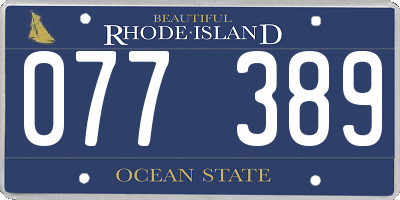 RI license plate 077389