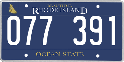 RI license plate 077391