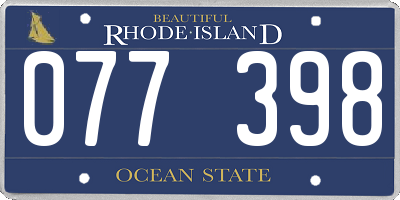 RI license plate 077398