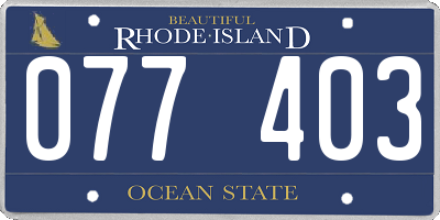 RI license plate 077403