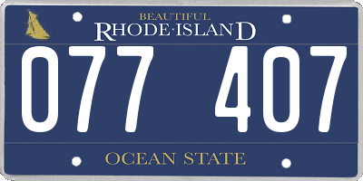 RI license plate 077407