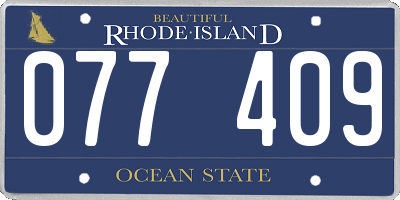 RI license plate 077409