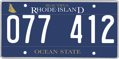 RI license plate 077412
