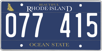 RI license plate 077415