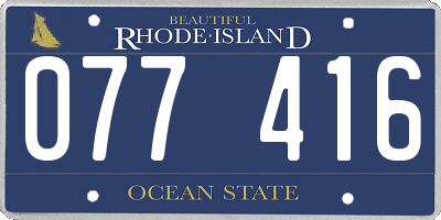 RI license plate 077416