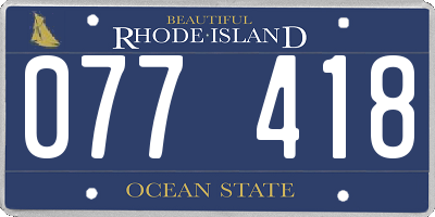 RI license plate 077418