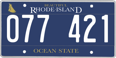 RI license plate 077421