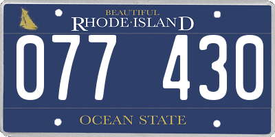 RI license plate 077430
