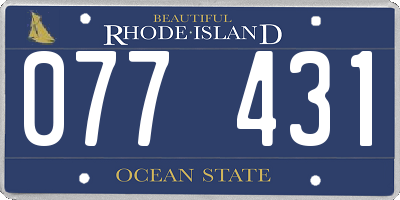 RI license plate 077431