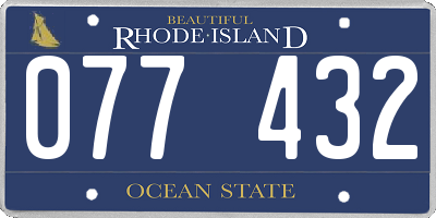 RI license plate 077432