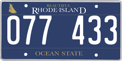 RI license plate 077433