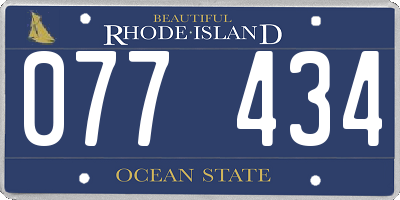 RI license plate 077434