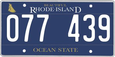 RI license plate 077439