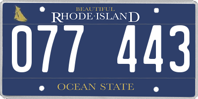RI license plate 077443