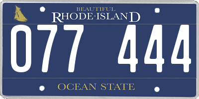 RI license plate 077444