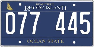 RI license plate 077445