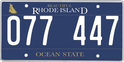 RI license plate 077447
