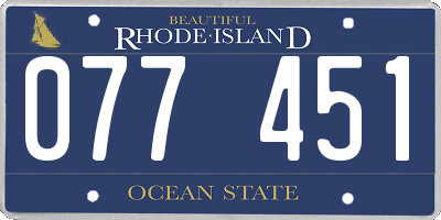 RI license plate 077451