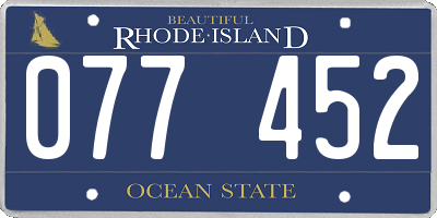 RI license plate 077452