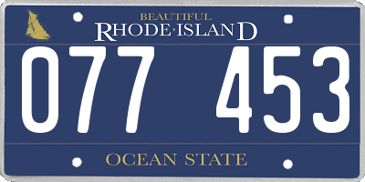 RI license plate 077453