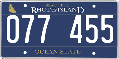 RI license plate 077455