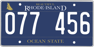 RI license plate 077456