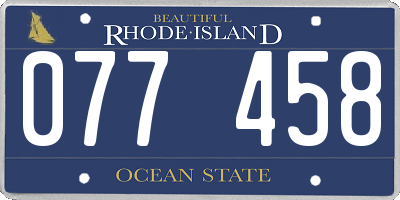 RI license plate 077458