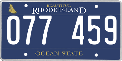 RI license plate 077459