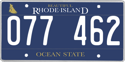 RI license plate 077462