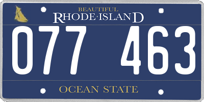 RI license plate 077463