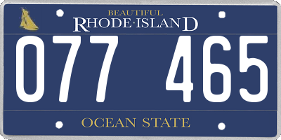 RI license plate 077465