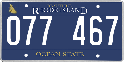 RI license plate 077467