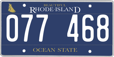 RI license plate 077468