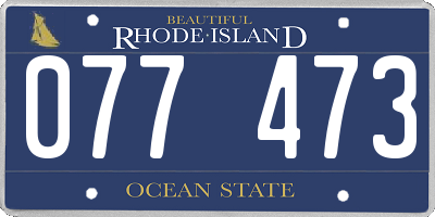 RI license plate 077473