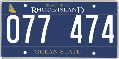 RI license plate 077474