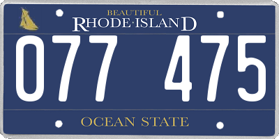 RI license plate 077475