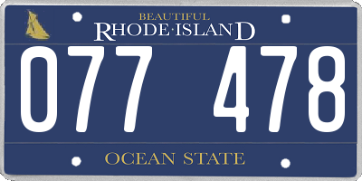 RI license plate 077478