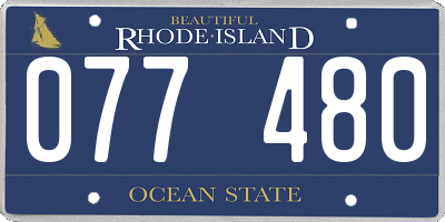 RI license plate 077480