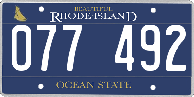 RI license plate 077492