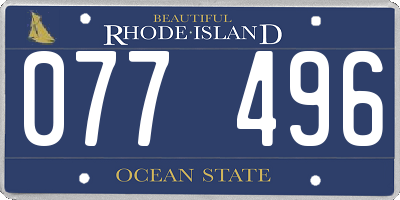 RI license plate 077496