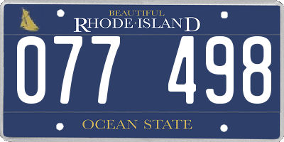 RI license plate 077498