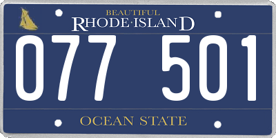 RI license plate 077501