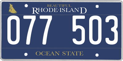 RI license plate 077503