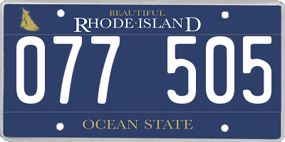RI license plate 077505