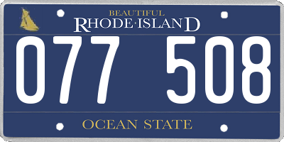 RI license plate 077508