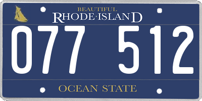 RI license plate 077512