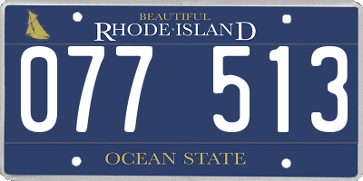 RI license plate 077513