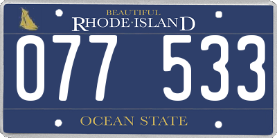 RI license plate 077533